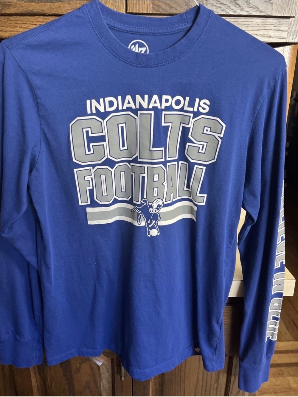 47’ Brand Indianapolis Colts Long Sleeve Shirt Believe In Blue Mens Small